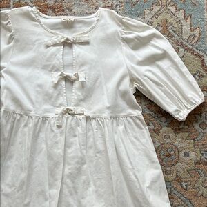 Front-Tie Bow White Mini Dress